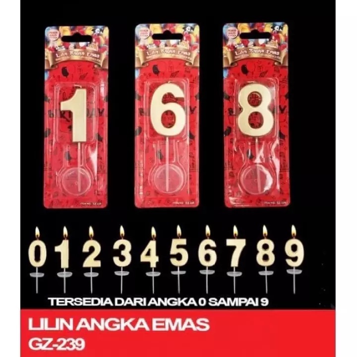 SON CANDLE | LILIN ANGKA EMAS | LILIN ULANG TAHUN | 1 PCS | ALL VARIAN ANGKA