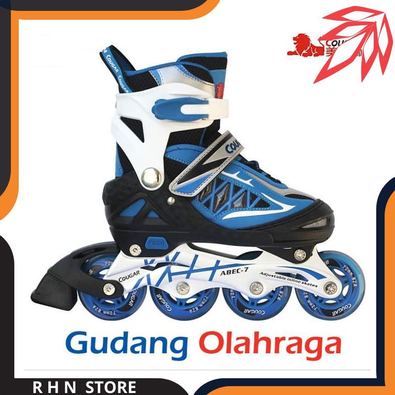 R111 Sepatu Roda (-Size L)- Inline Skate COUGAR Blue Black