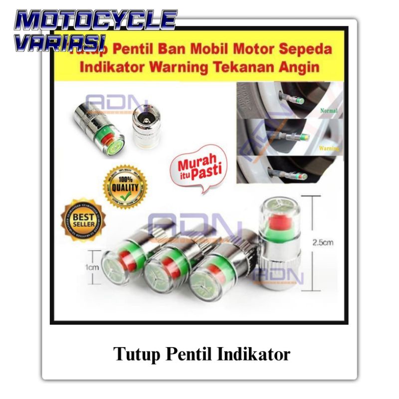 2 pcs Tutup pentil motor mobil sepeda indikator tekanan angin