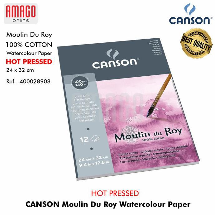 

Nikmati Kertas Canson Moulin Du Roy Watercolour Hot Pressed 300Gr 24X32Cm Pad Terbatas