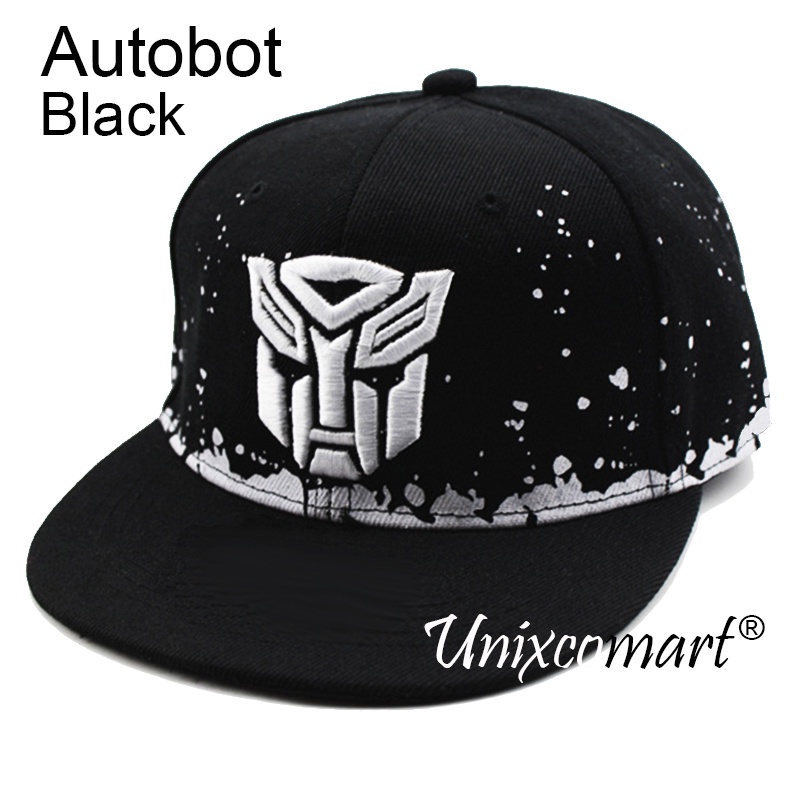 Topi Anak BLACK AND WHITE SNAPBACK SUPERHERO Kids Baseball Hat Casual