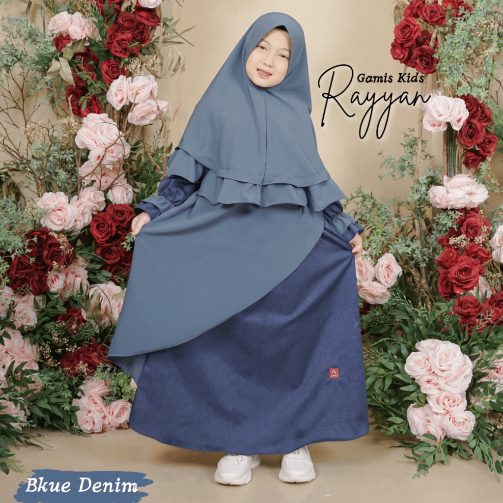 Baju Gamis Muslim Set Hijab Syari Polos Kids Anak Perempuan Original Toyobo Premium Branded Terbaru 