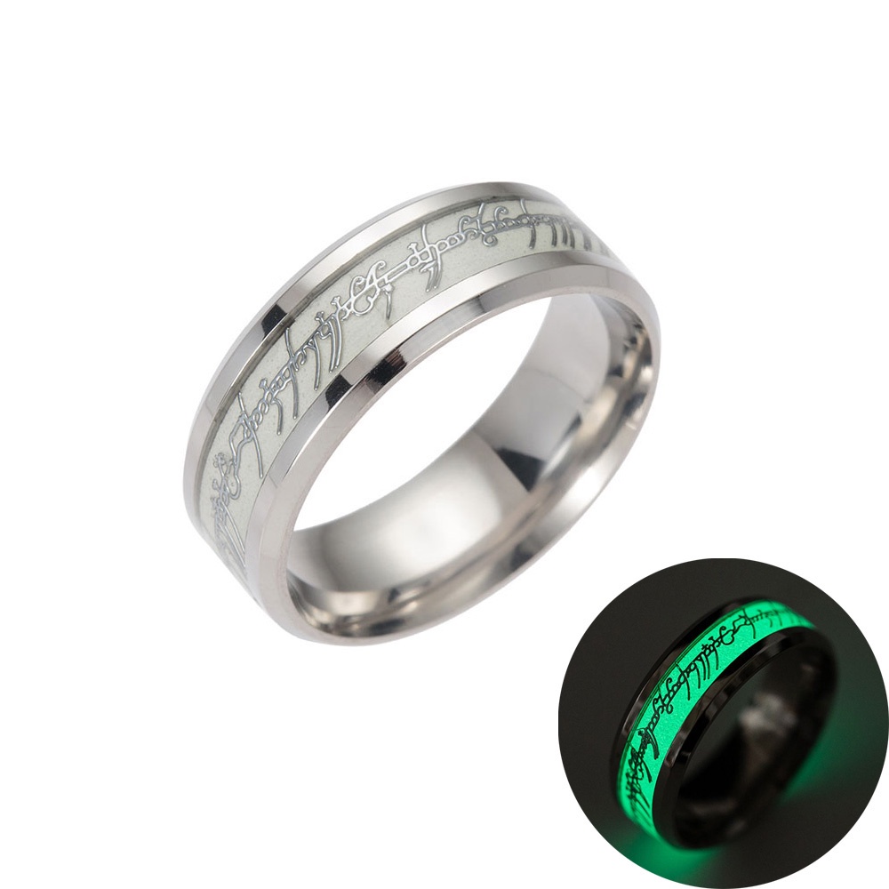 Cincin Luminous Glow In The Dark Bahan Stainless Steel Gaya Punk Untuk Pria Dan Wanita