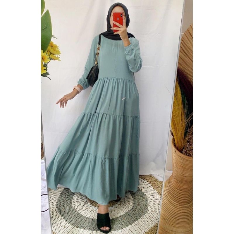 AMARA HOMEY DRESS MAXY / BASIC BASIKA HOMEY DRESS RAYON-Eggblue