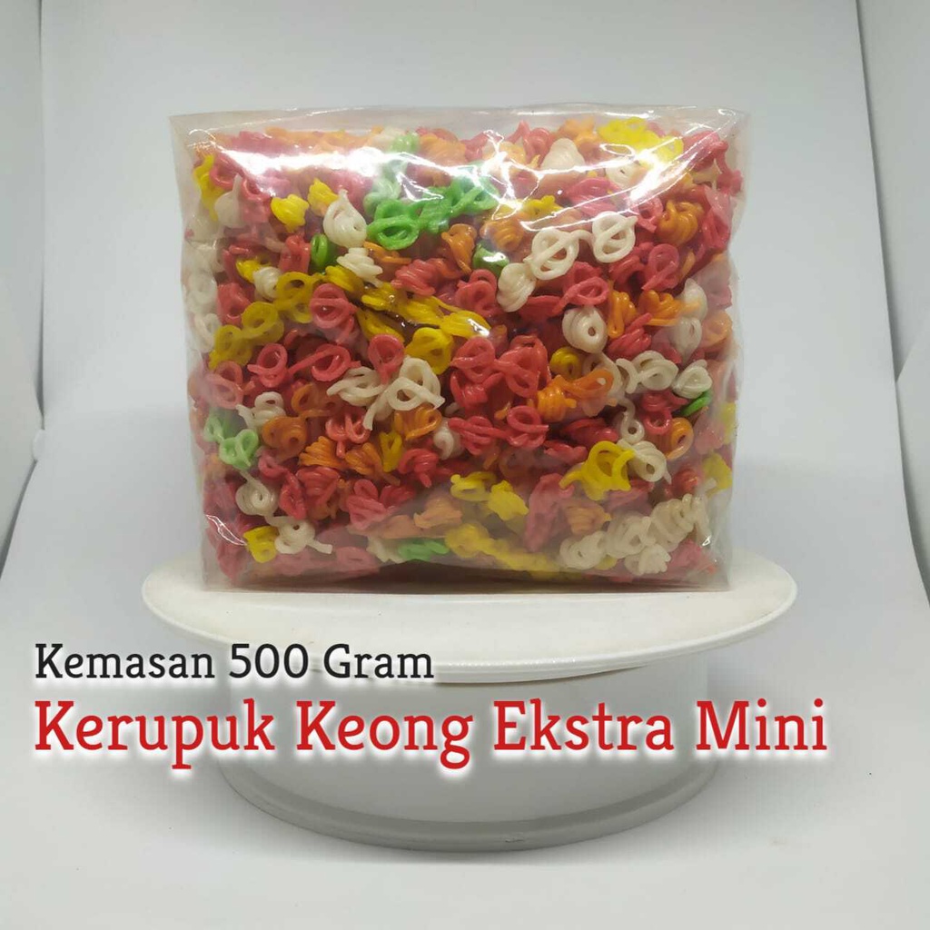 

KERUPUK KEONG EXTRA MINI ANEKA WARNA KEMASAN 500 GRAM