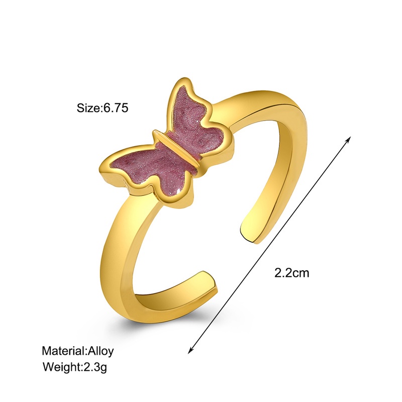 AY(CN) Fashion Butterfly Open Ring Charm Gold Alloy Beautiful Silver Gal Rings Women Accessories Party Birthday Gift