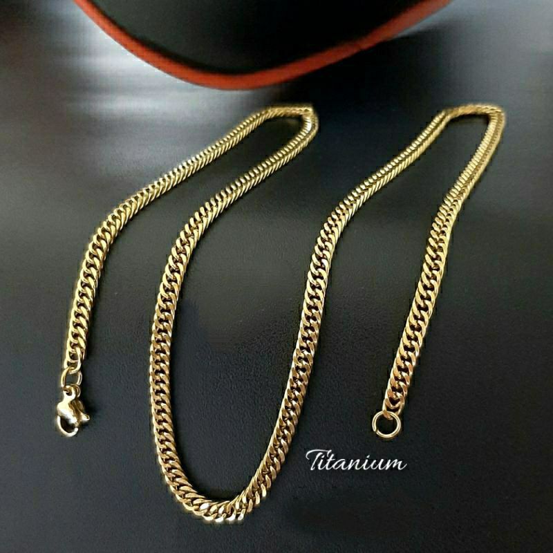 {COD}100%titanium original kalung rantai emas kalung pria dan wanita keren kalung model terbaru kalung