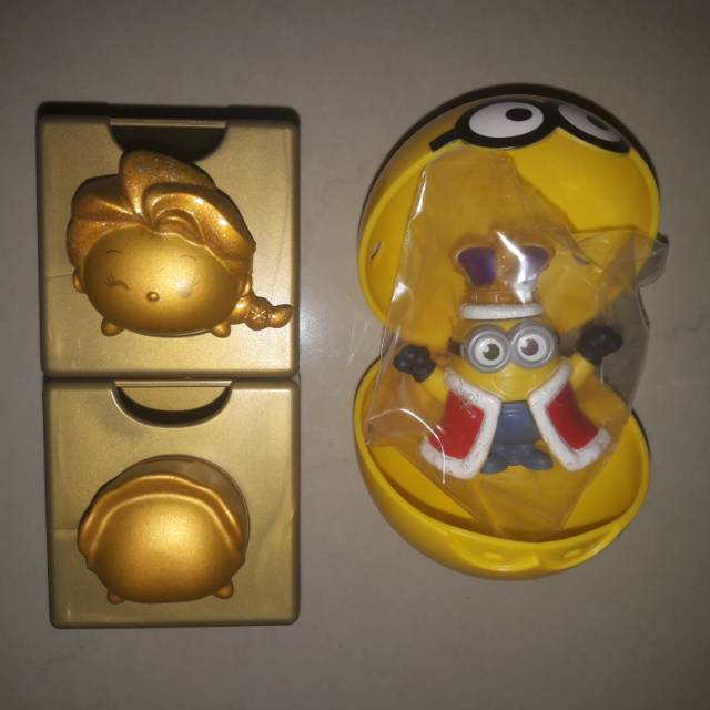 Paket LIMITED Happy Meal Minions King Bob Minion & Frozen Collectible Drawer Elsa Gold KEPALA+BADAN