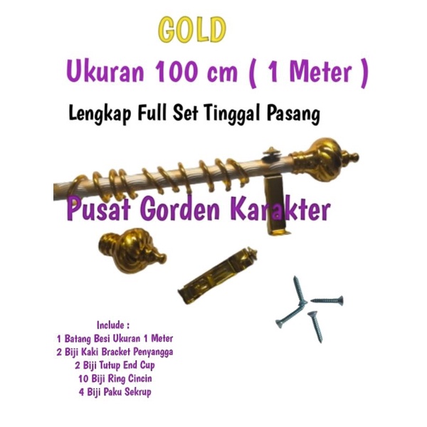 Besi Gorden Hordeng Jendela Minimalis 100 cm atau 1 Meter Besi Gorden Hordeng Full Set Murah Besi Go
