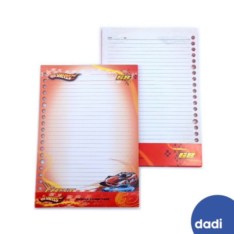 

Dadi-Hotwheels Deluxe Loose Leaf / Isi Binder / Kertas File