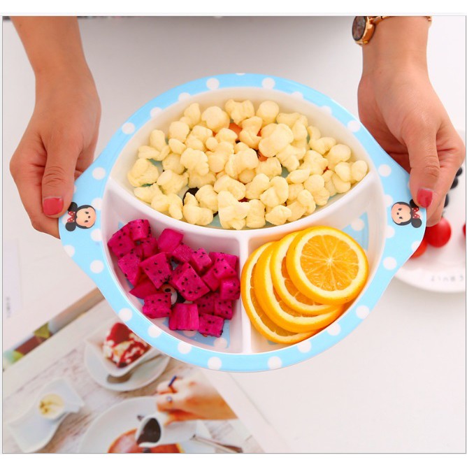 Piring makan anak Melamin 3 Sekat PM07 Hello kitty Melody Tsumtsum doraemon frozen sumikko thomas paw patrol cars spiderman