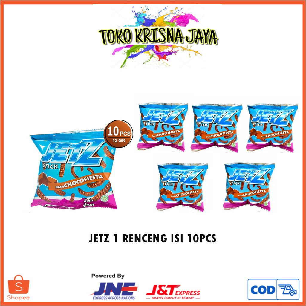 

SNACK CAMILAN JETZ STICK RASA CHOCOFIESTA RENCENG ISI 10 PCS X 12 GRAM