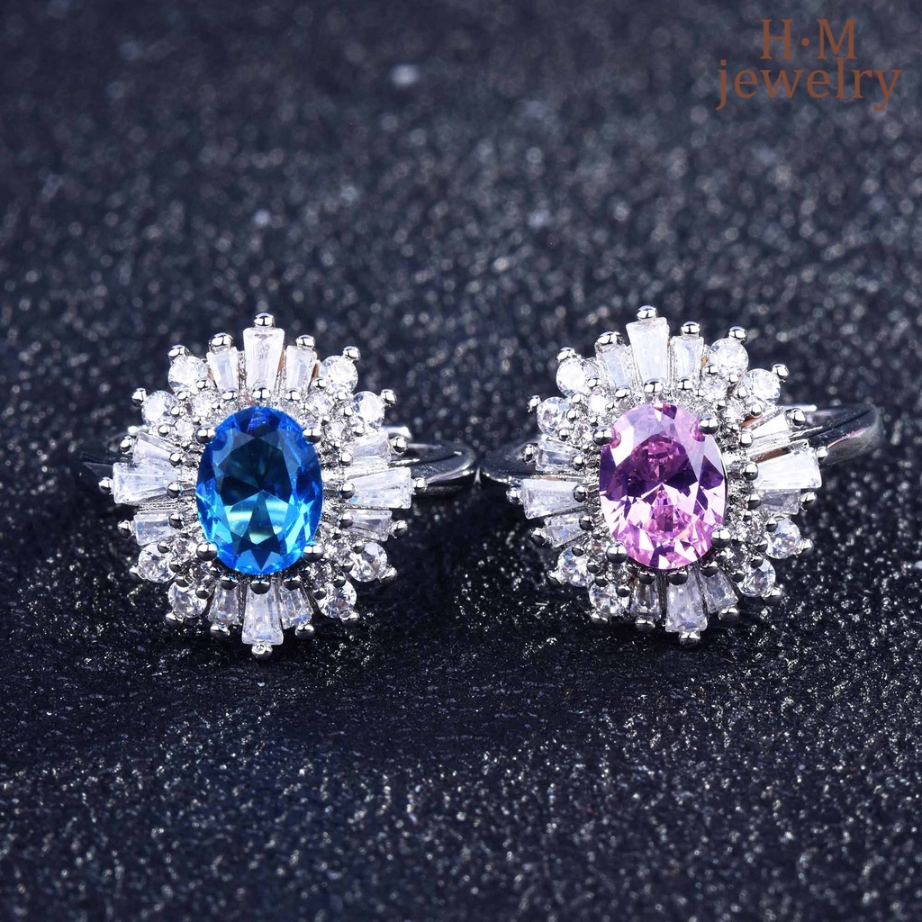 Cincin Berlian Sapphire Argyle Pink Bahan S925 Silver Untuk Pertunangan