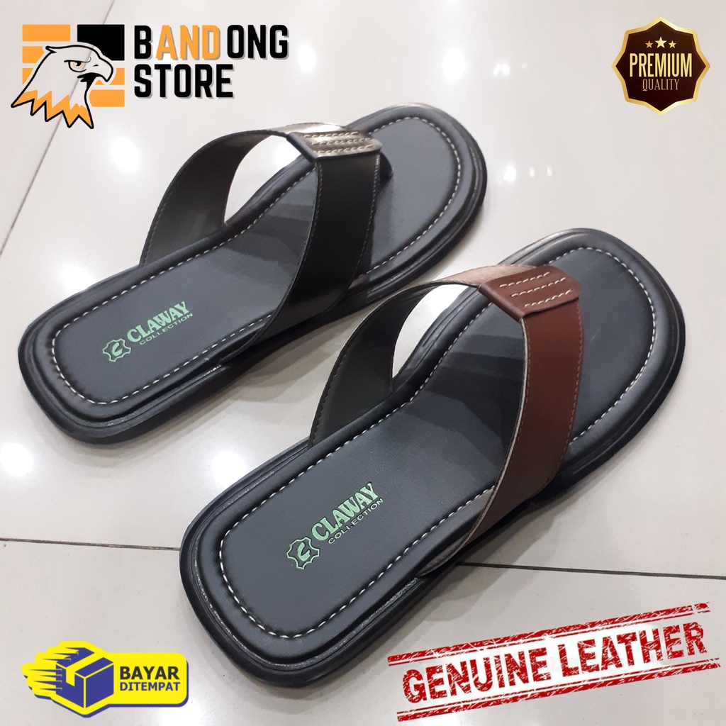 (Big size) fashion Sandal casual jepit pria ukuran besar kulit asli