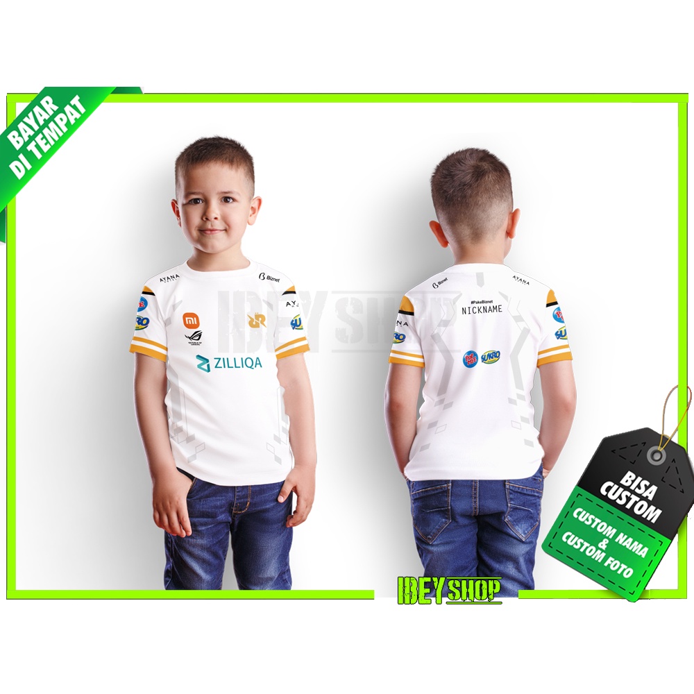 Baju Kaos RRQ ESPORT Anak GAMING Away 2022  Full Printing Sublime Custom