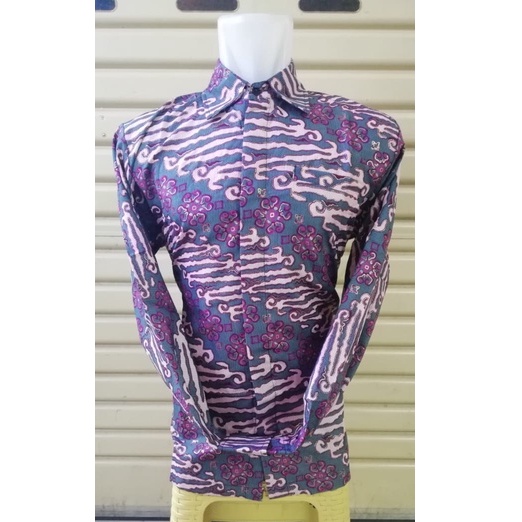 Kemeja Batik Pria Lengan Panjang Dan Lengan Pendek Motif Lereng Pink