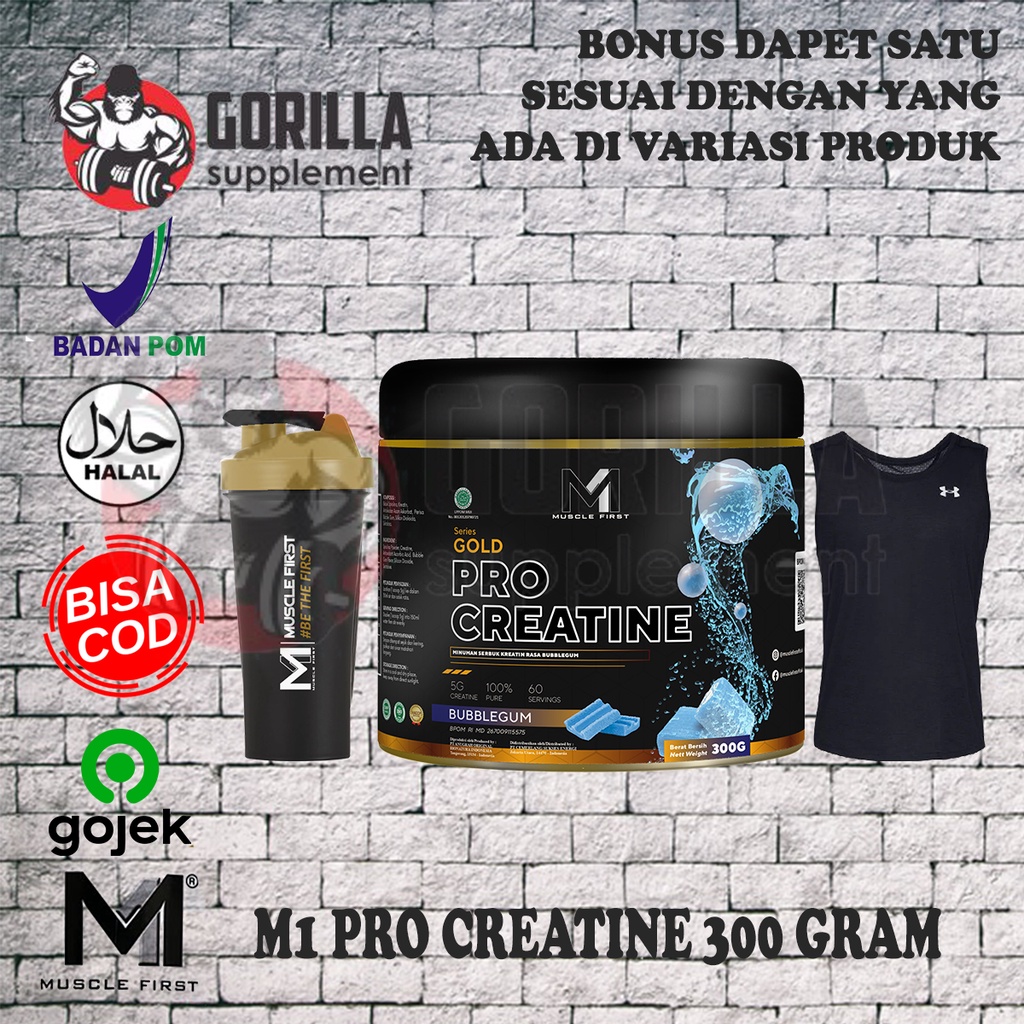 Muscle First Pro Creatine 360 Gram / 60 serving kreatin kretin Gold Series BPOM HALAL MUI MuscleFirst M1 NUTRION NEW UPLOAD BUBBLE GUM MIXBERRY NEW UPLOAD