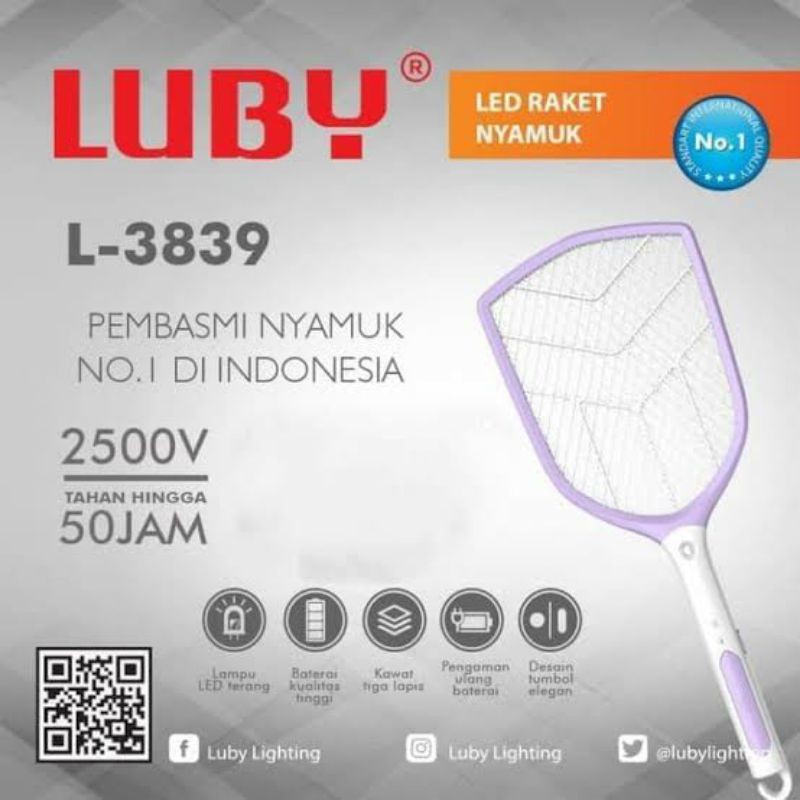 RAKET NYAMUK CAS LUBY L-3839 / ALAT PEMBASMI NYAMUK