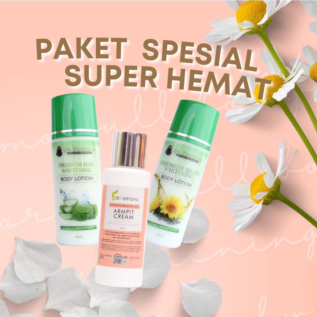 BUNDLING PREMIUM DAY WHITENING BODY LOTION + PREMIUM NIGHT WHITENING BODY LOTION + ARMPIT CREAM