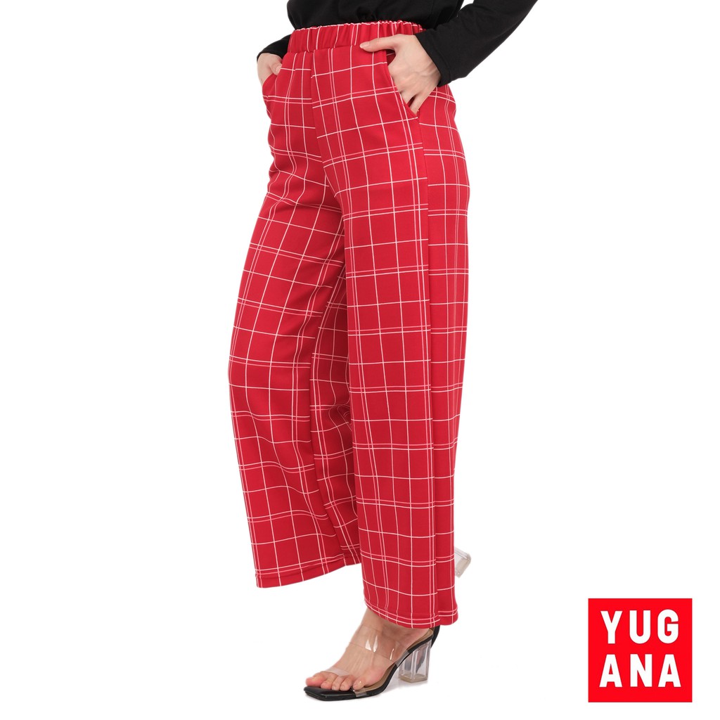 TERRIBERRI - C.NESKA Celana Kulot Panjang Kotak Wanita