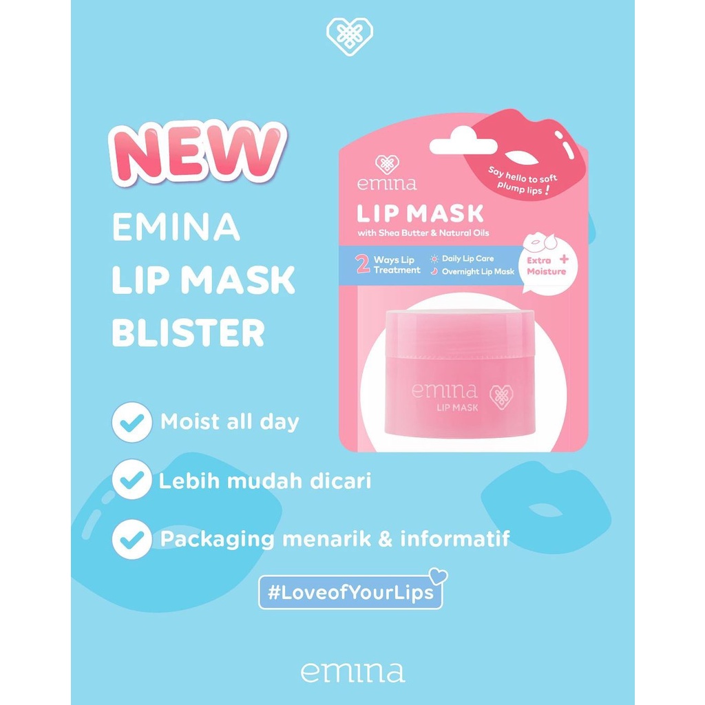 ⭐BAGUS⭐ EMINA LIP MASK / Scrub | Masker Bibir Scrub Bibir Pink Alami 9gr