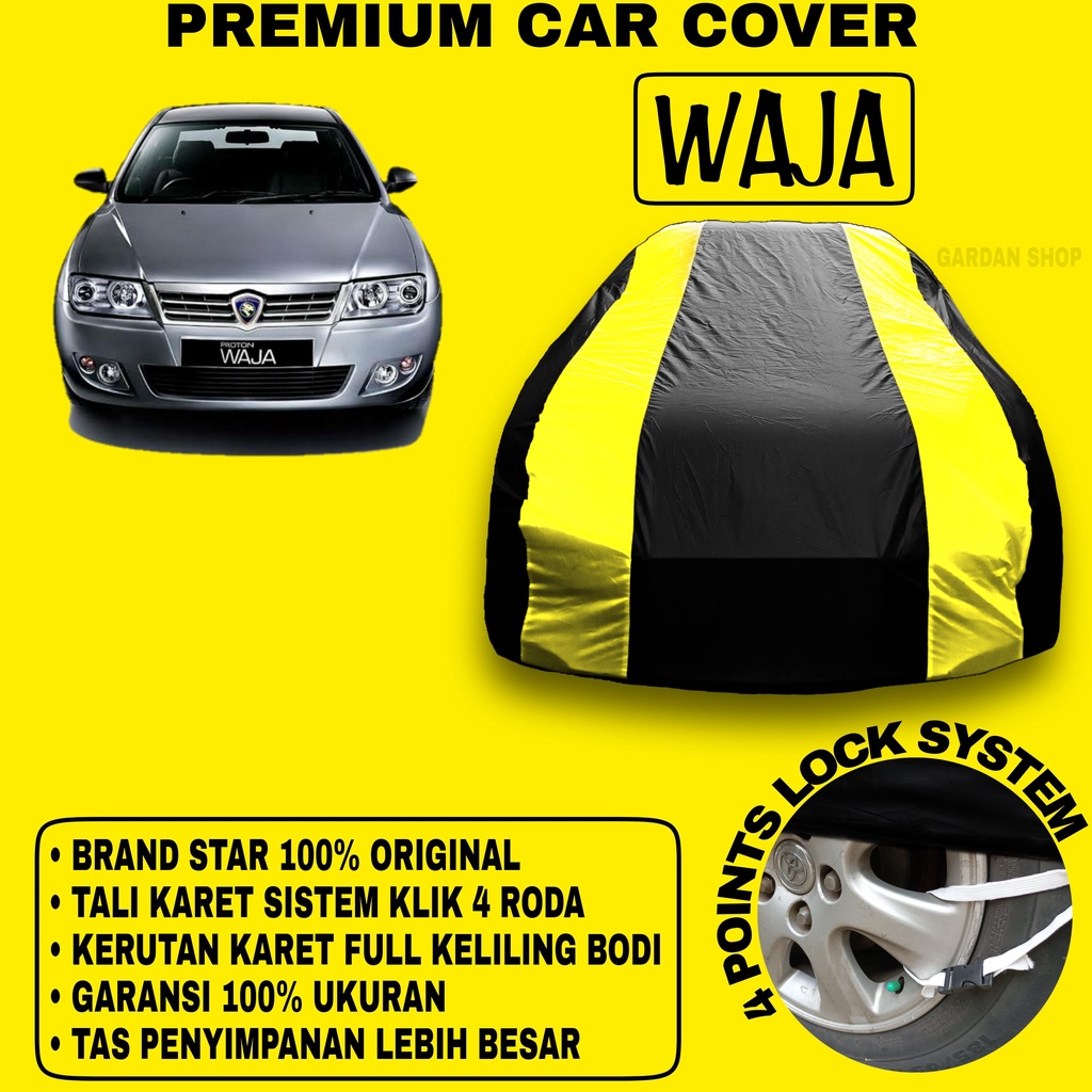 Body Cover WAJA Sarung Strip KUNING Penutup Pelindung Bodi Mobil Waja PREMIUM