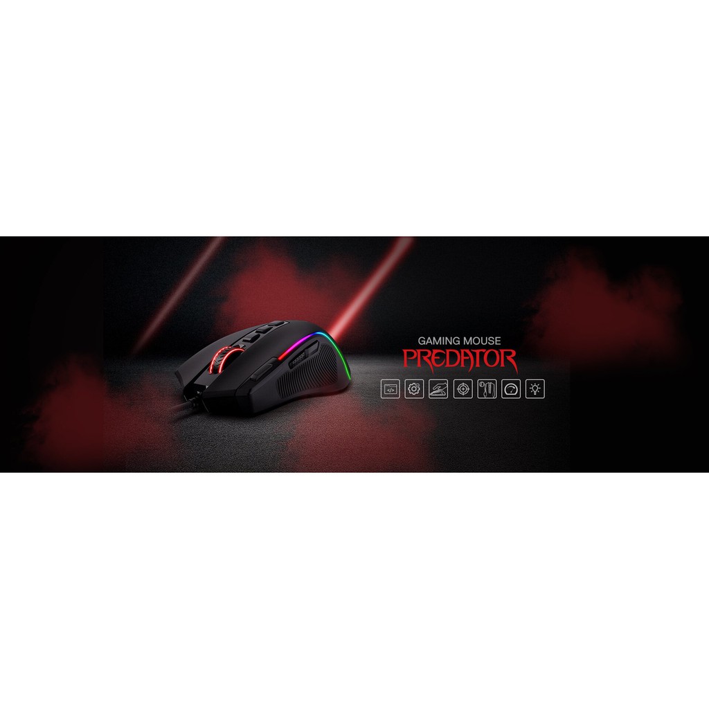 Mouse Gaming redragon Wired usb 2.0 optical Macro led chroma 8000dpi 1.6m cable Predator m612 Rgb