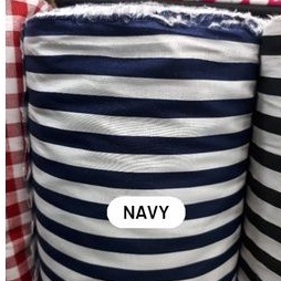 Bahan katun print salur/Kain katun salur/Hitam,navy