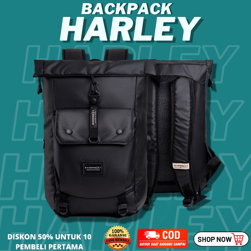 Tas Ransel Backpack Laptop Bodypack HARLEY Tas Punggung Travelling Outdoor Waterproof Unisex Cowok C