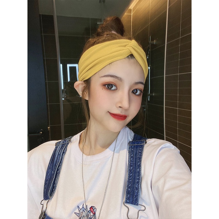 Bando Wanita Motif Hairband Elastis/Aksesoris Hairband/Fashion Bando Import/Bando Bandana Wanita Headband Korea Elastis Stretch Sport Wanita Polos Ikat Rambut Jilbab Bandana Rambut Wanita