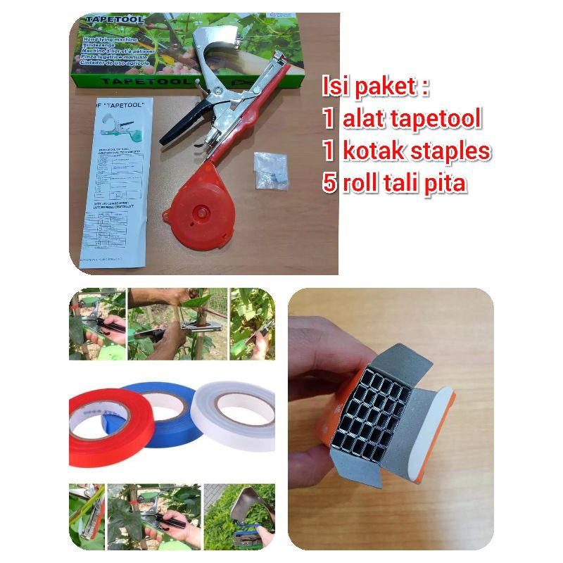 Paket Lengkap Tapetool - alat pengikat lanjaran tanaman cabe, tomat, anggur