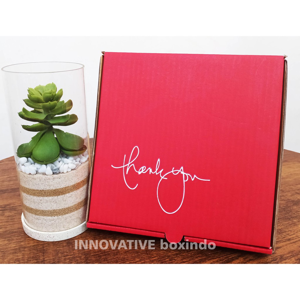 Kardus/Box 21x21x4 cm LD-Merah 'Thank You'