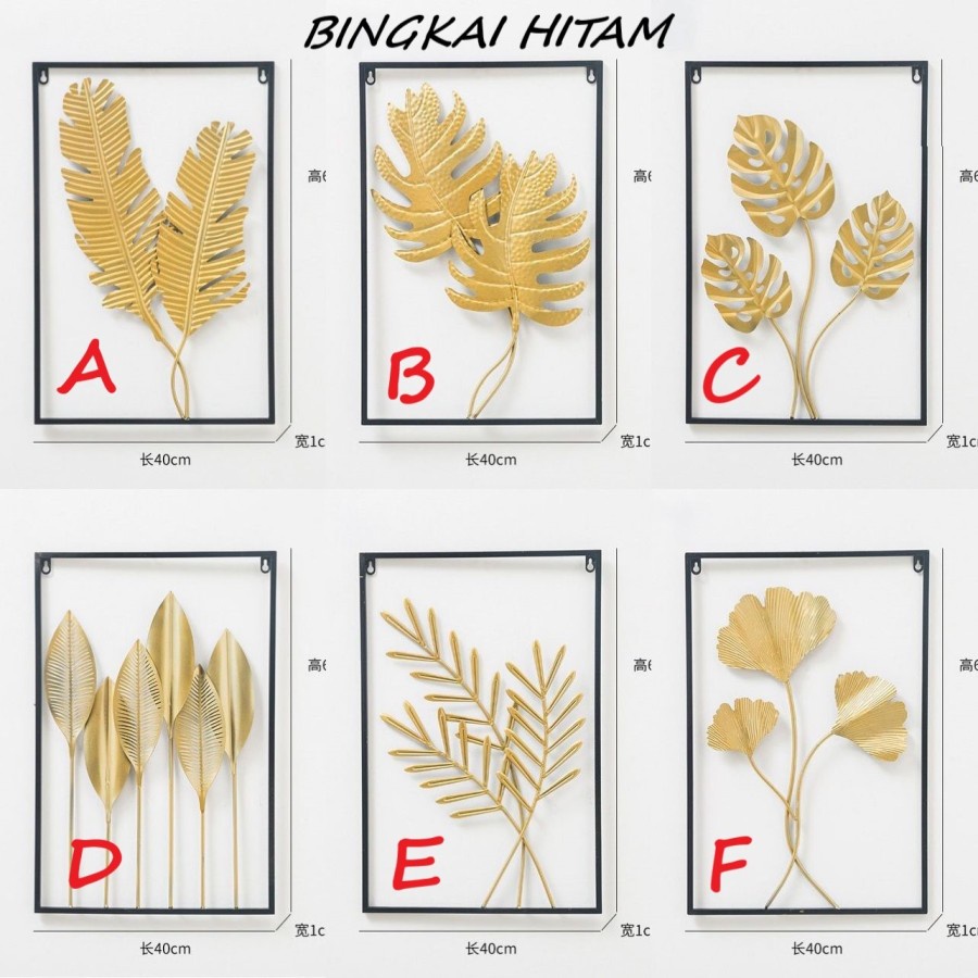 Triple W 60x40 Pajangan Hiasan Gantungan Dinding Daun Emas Wall Decoration