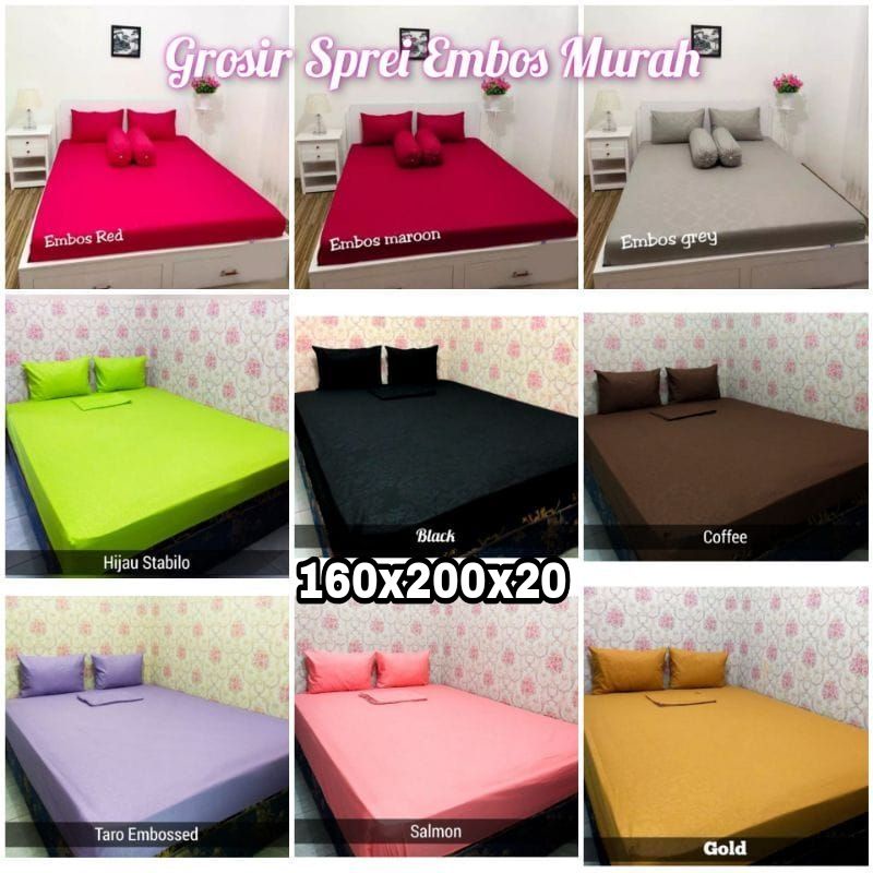 SPREI SPRAI SPREI EMBOS POLOS TERLARIS Size Queen 160X200