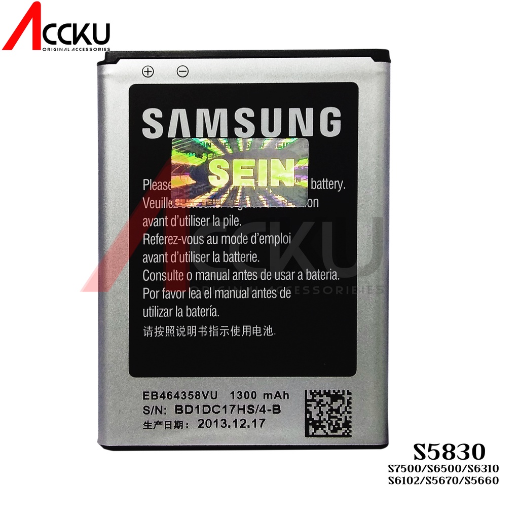 BATTERY BATERAI SAMSUNG GALAXY ACE S5830 S7500 S6500 S6310 EB494358VU ORIGINAL