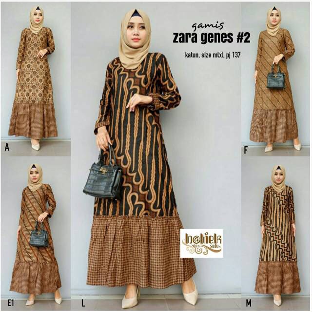 Gamis Genes Sogan Batik Modern Muslim Maxi Pesta Kondangan Seragaman Gamis Batik