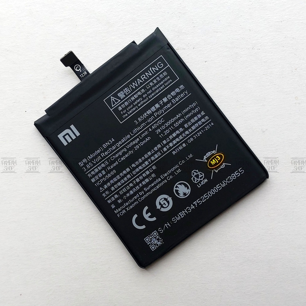 Baterai XiaoMi BN34 Redmi 5A Original OEM Battery Batrai Batre BN 34 Xiao Mi HP