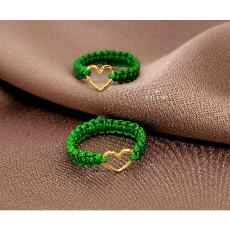 cincin gelang tali cina kepang ulir variasi emas 8k 375 charm love bintang koin infinity bunga berua