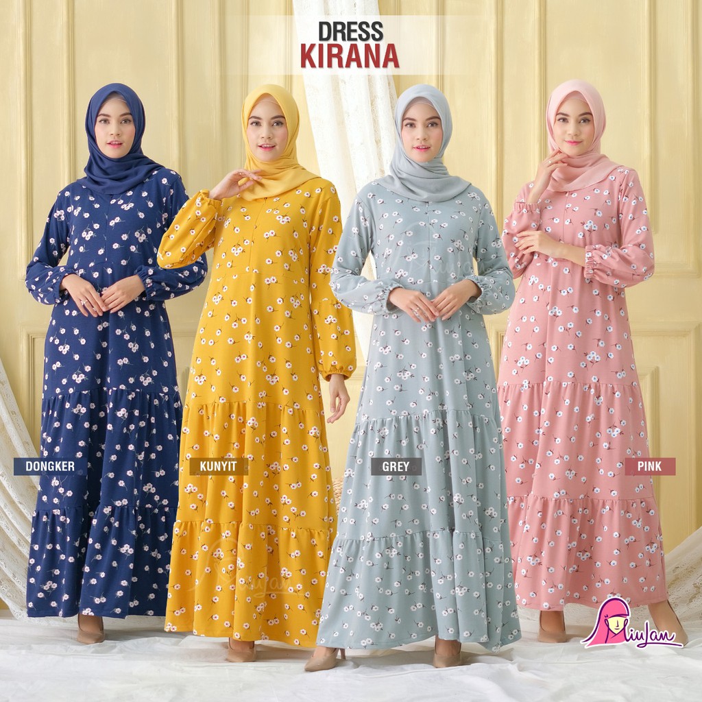 dress kirana miulan premium ori baby terry motif gamis