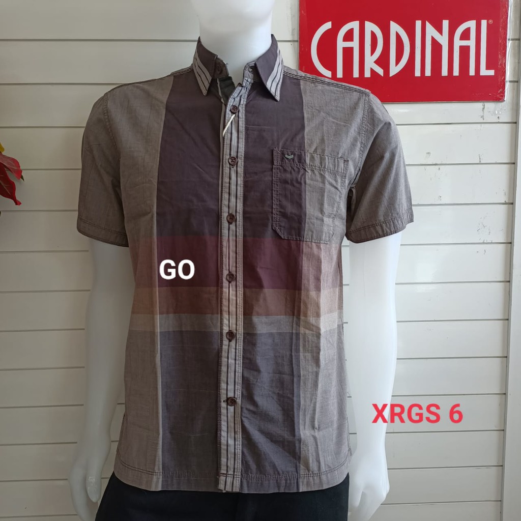 gof M CARDINAL KEMEJA CASUAL Pakaian Atasan Pria Kemeja Reguler Hem Casual Santai Lengan Pendek