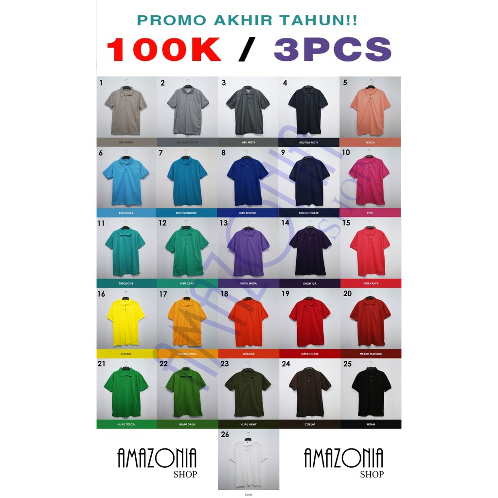 Kaos Polo Polos - Polo Shirt Polos (100Rb / 3 Pcs)