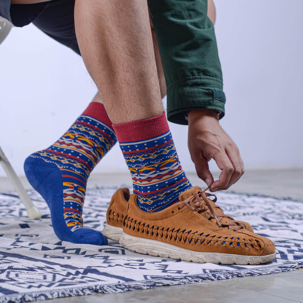 Klitser - Kaos Kaki Motif Ichiji Maroon Blue