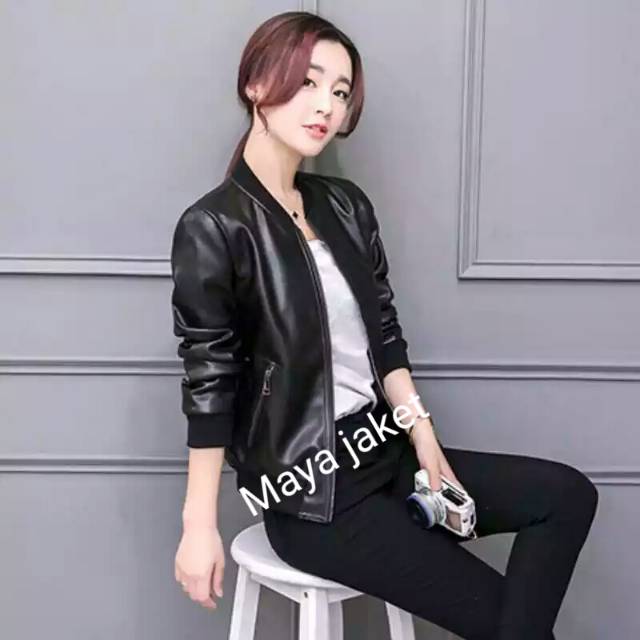 jaket wanita/cewe FUNY perempuan semi kulit  stayle motor-1