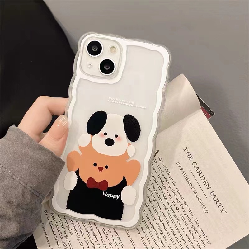 Soft Case Silikon TPU Transparan Motif Beruang Anjing Untuk IPhone 12 13 SE 2020 6 6S 7 8 Plus X XS XR 11 Pro Max