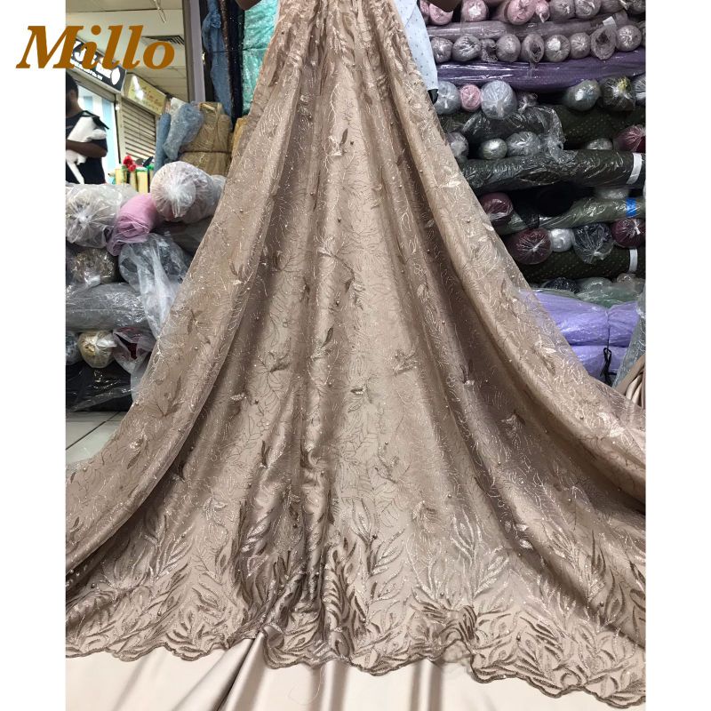 NEW kain bahan tile bordir (Lilac) / bahan kebaya brokat.