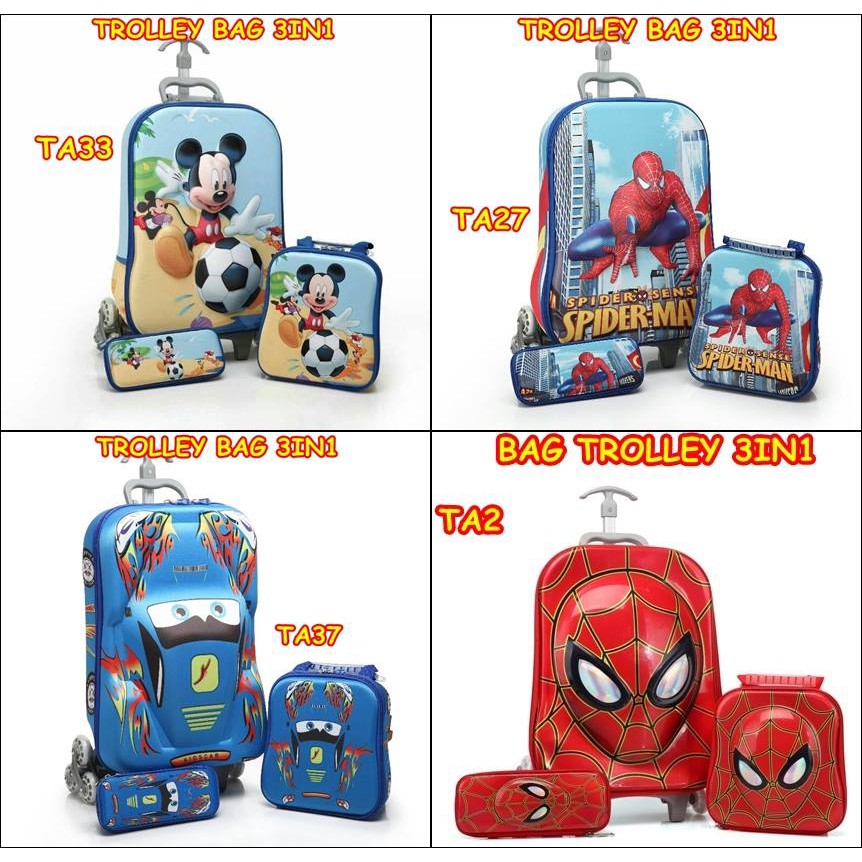 3in1 Trolley Bag Karakter ( TAS ANAK / TROLLY ANAK / TAS LUNCHBOX )