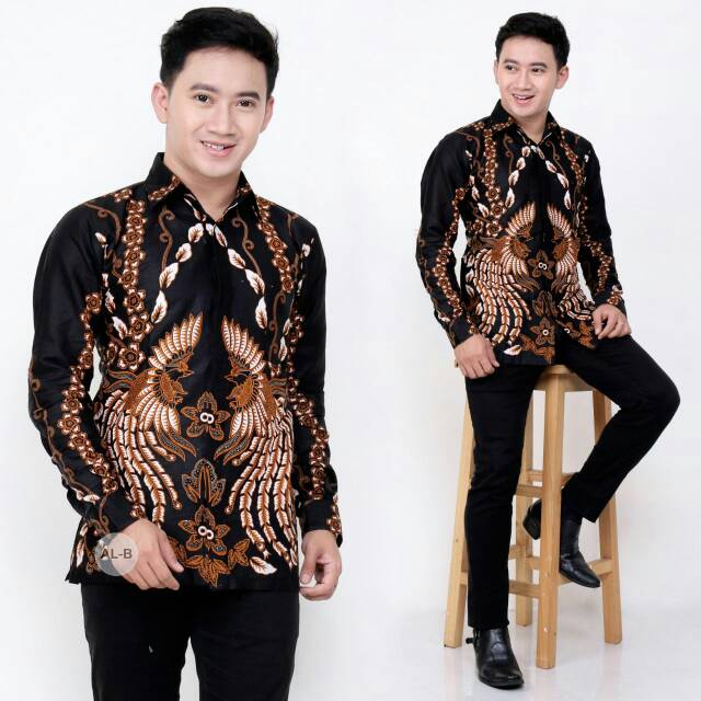 Baju Kemeja Hem Batik Atasan Pria Lengan Panjang Seragaman Sogan Motif jogja Cirebon