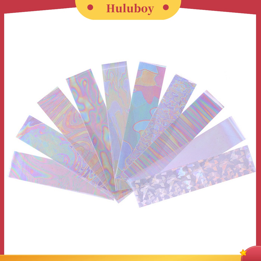 Huluboy Huluboy♡ 10 Rol Stiker Foil Transfer UV Gel Berkilau Untuk Dekorasi Manicure DIY