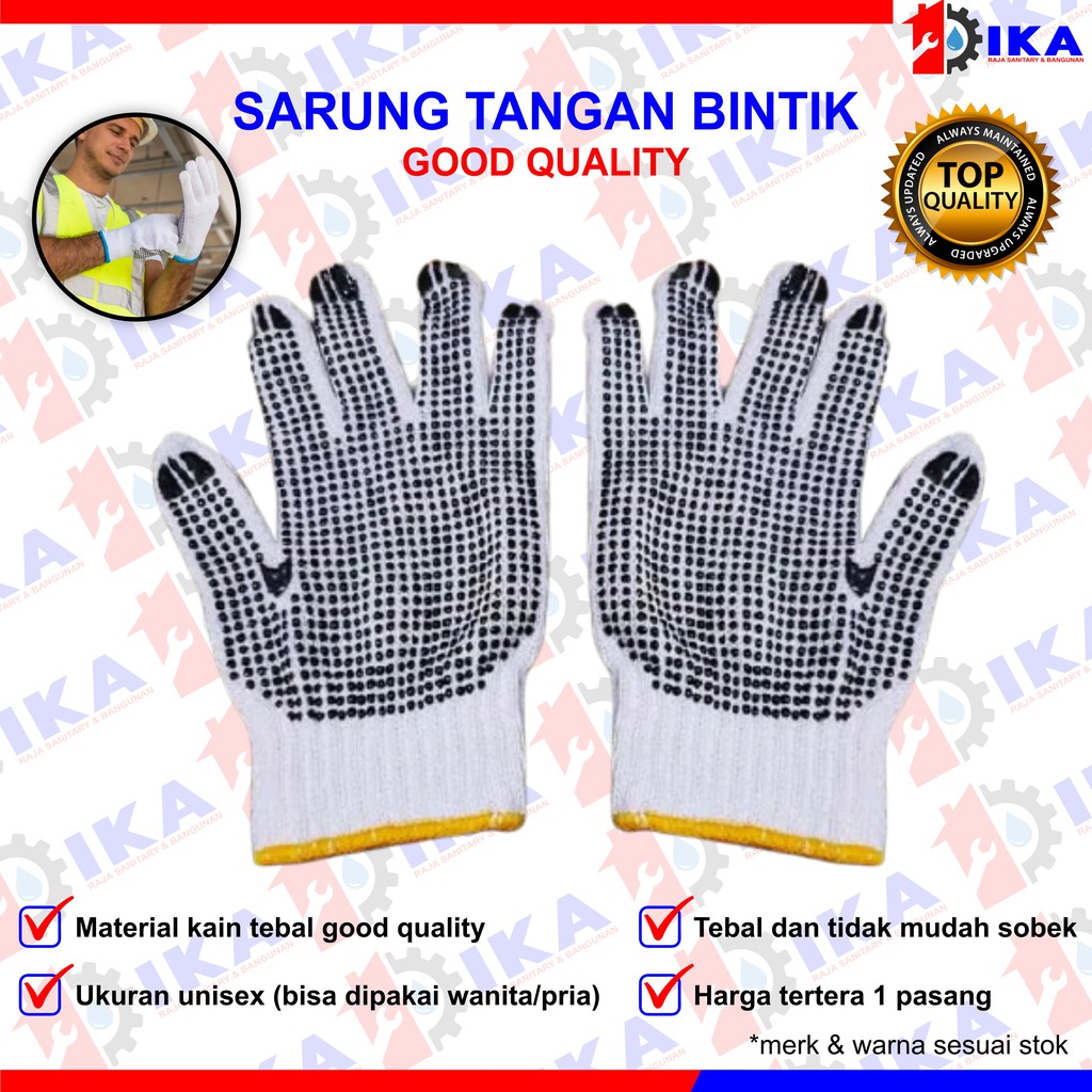 Sarung Tangan Kerja Polkadot Dotting Bintik Safety 1 Pasang ( 2 Pcs ) SARUNG TANGAN KATUN BINTIK - SARUNG TANGAN PABRIK BANGUNAN