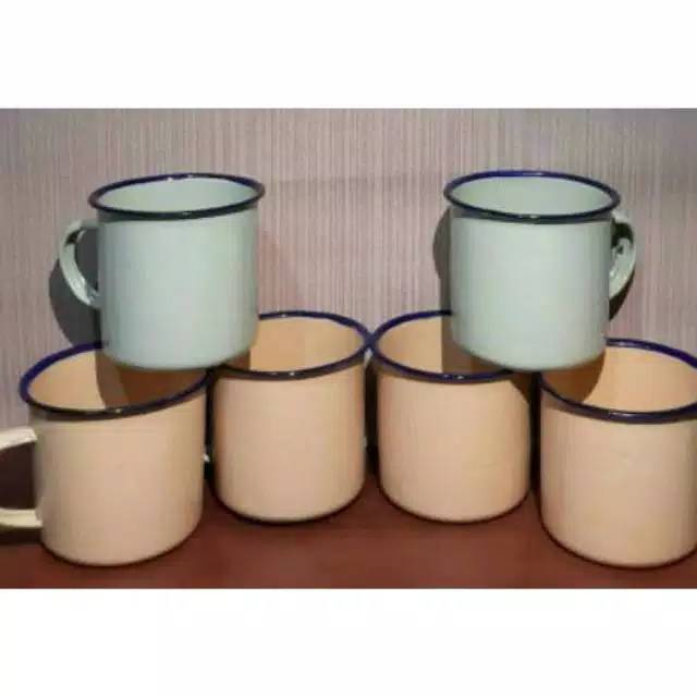Cangkir enamel 7 cm / mug enamel / gelas enamel / mug jadul / cangkir blurik